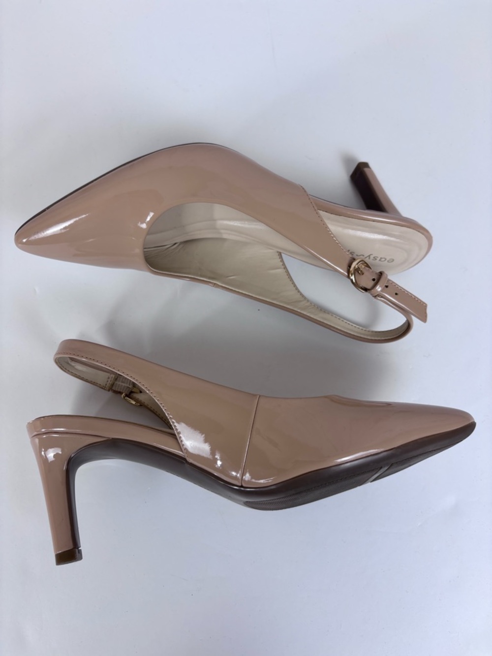 Easy Spirit Raveen Patent Pointed-Toe Slingback Pumps Stiletto Classic Beige 6 - Picture 9 of 15